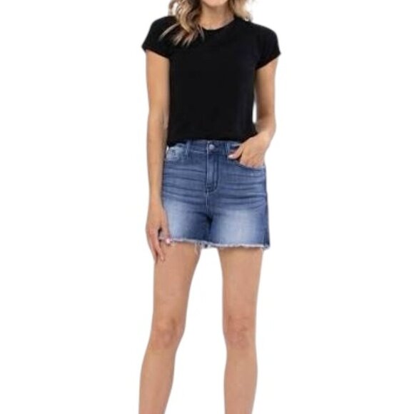 Judy Blue Mid Rise Side Slit Jean Shorts Small - Picture 1 of 5